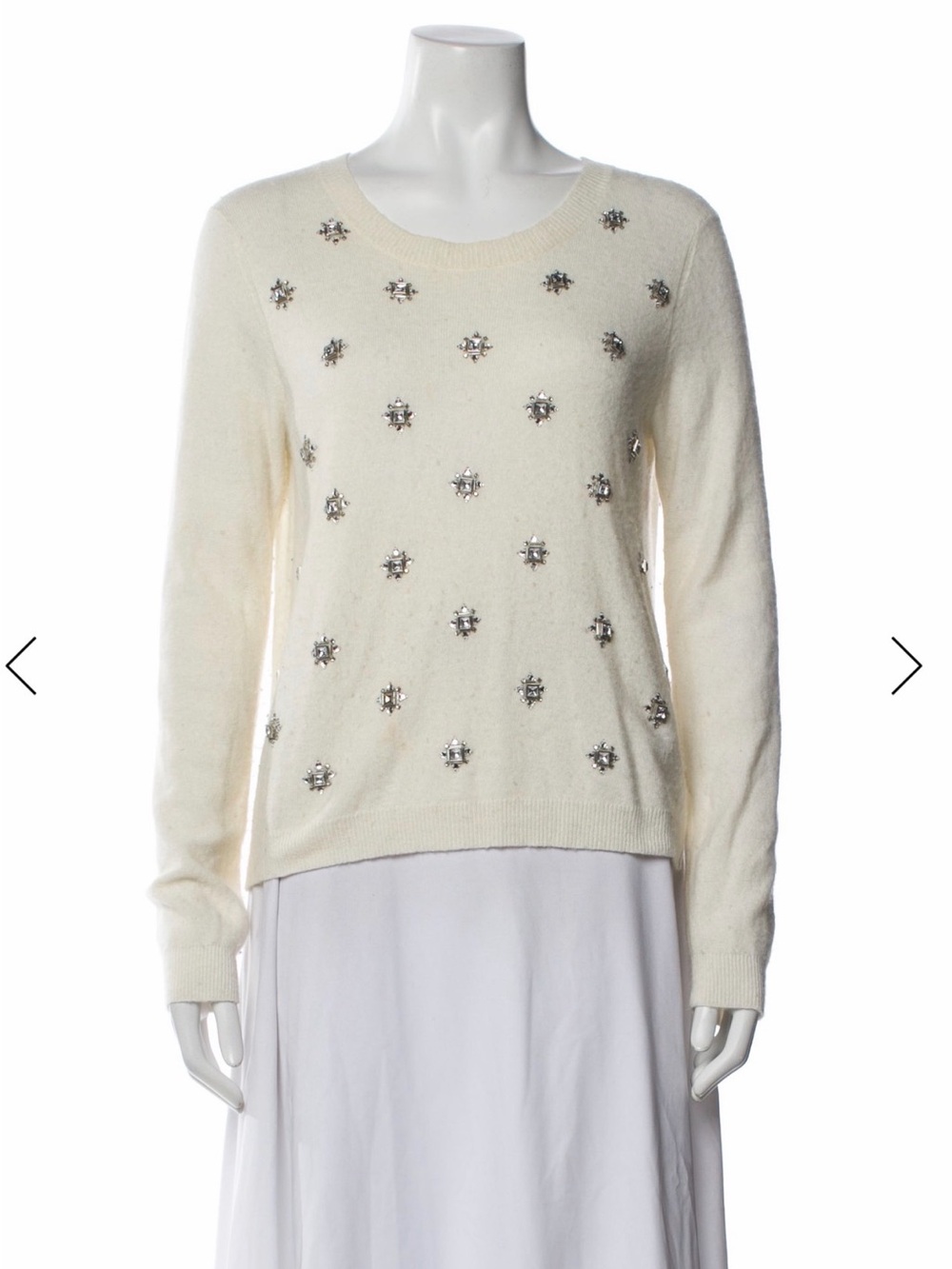 Rebecca Taylor Cream Jeweled Crewneck Sweater
